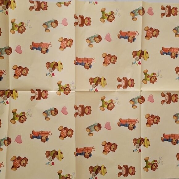 Vintage teddy bear gift wrapping paper heart ballo - Picture 2 of 4